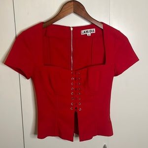 Red Corset Top from I AM GIA with Zipper Back